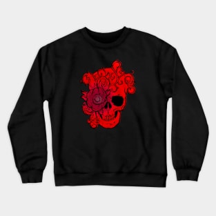 Filigree Skull With Flower Red Fade Original Art T-Shirt Crewneck Sweatshirt